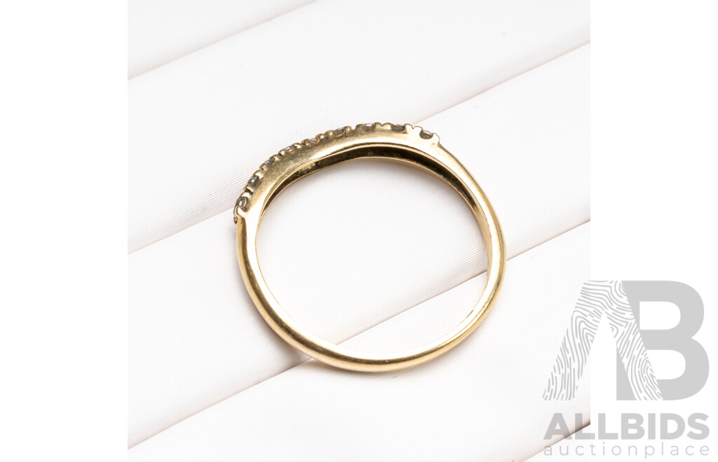 9ct Diamond V Shaped Wedding/Eternity Ring, TDW 0.15ct, Size N, 1.55 Grams