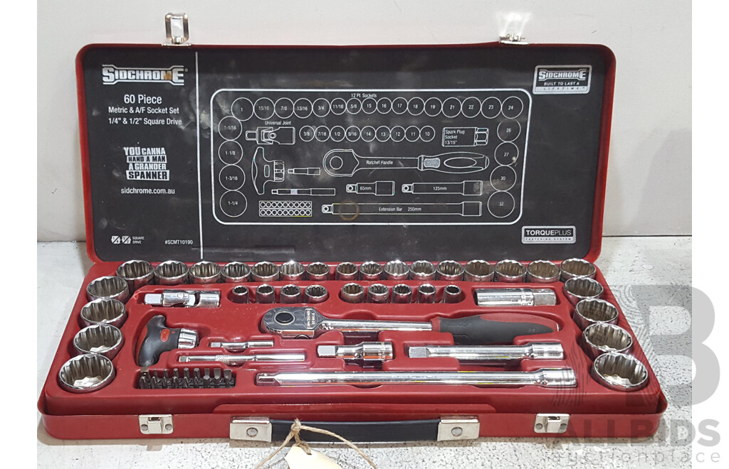 Sidchrome 60-Piece Metric & A/F Socket Set
