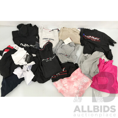 Bulk Lot of Assorted Clothes From Brands Such as Tommy Hilfiger and Quicksilver