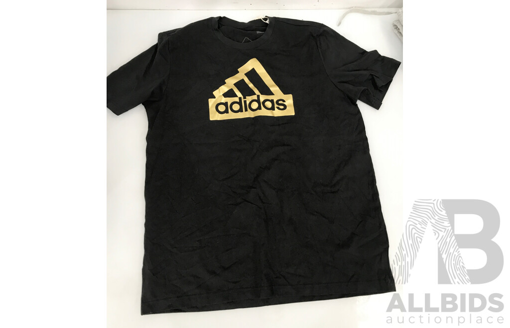 Assorted Adidas and Champion Shirts, Shorts, and Jogging Pants