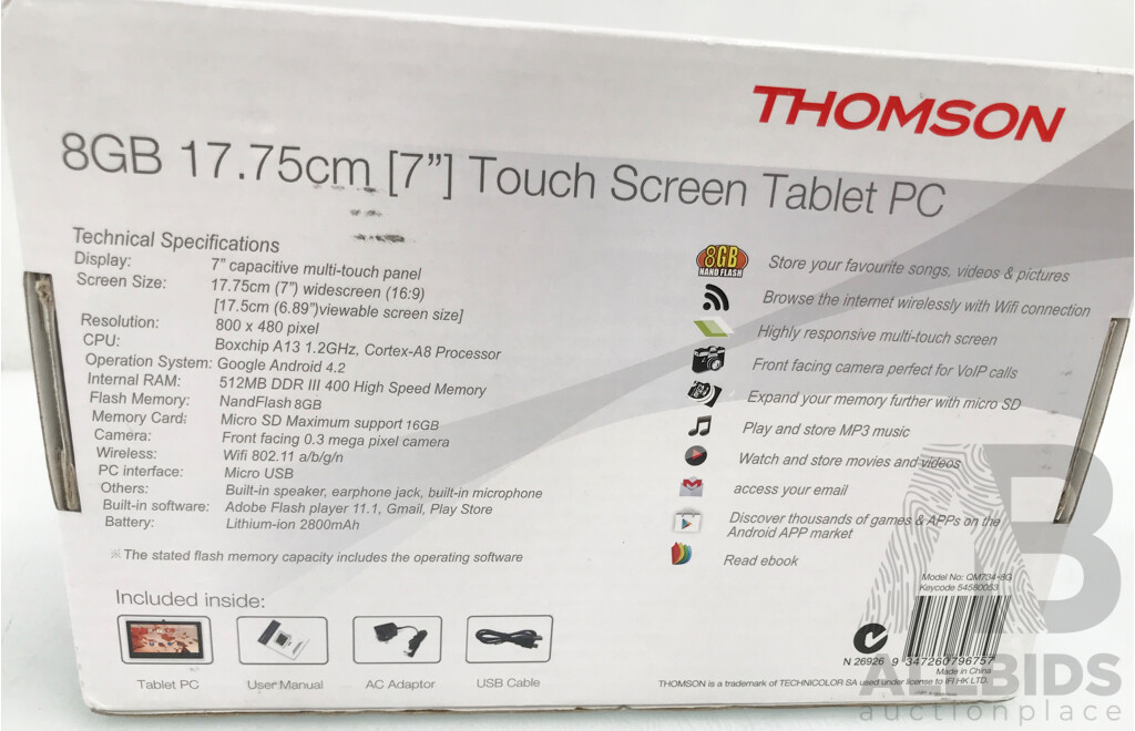 Thomson 8GB 7 Inch Touch Screen Tablet