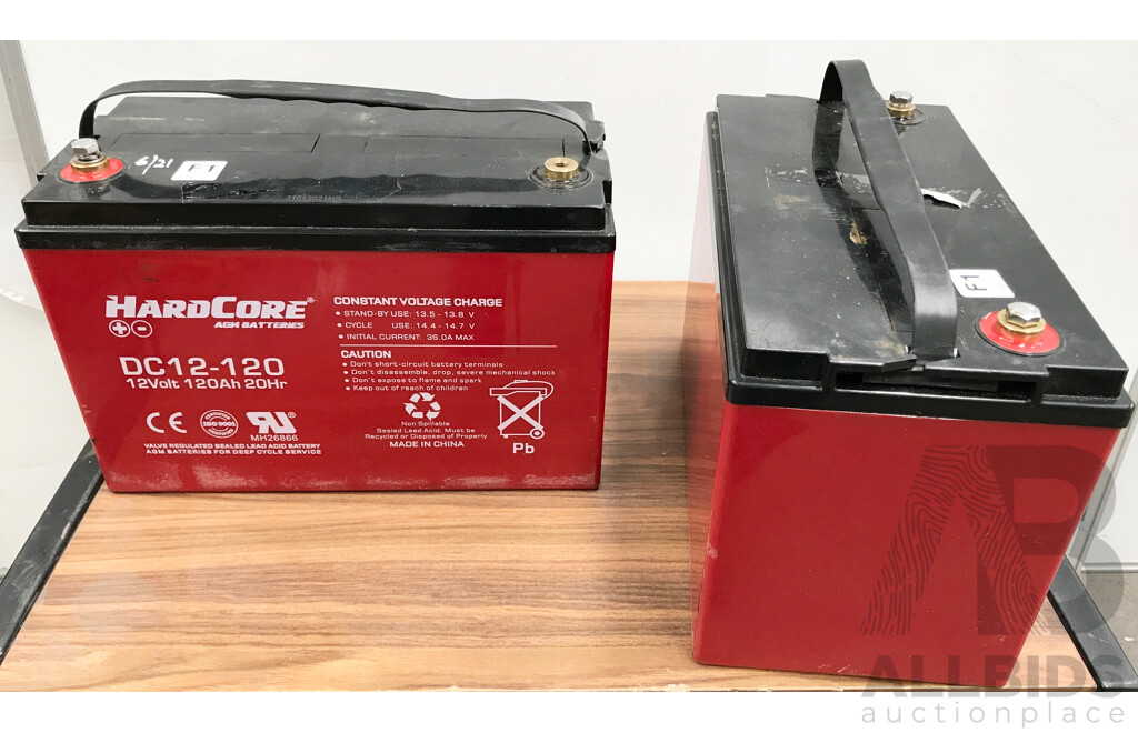 R&J Batteries (DC12-120) HardCore AGM Batteries - Lot of 2