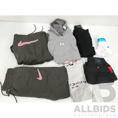 Assorted Tommy Hilfiger, Under Armour, Nike, and Underworks Clothing