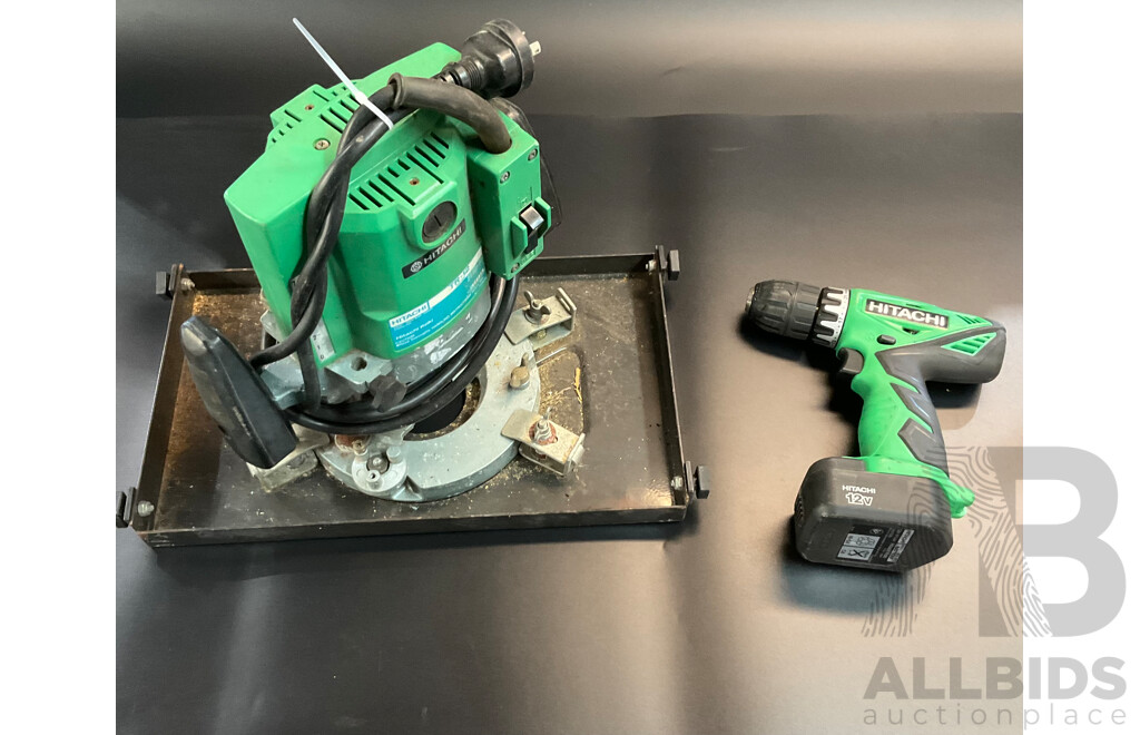 Hitachi  TR-12 Router  & DS 12DVC Driver Drill with 2 Batteies and Charger