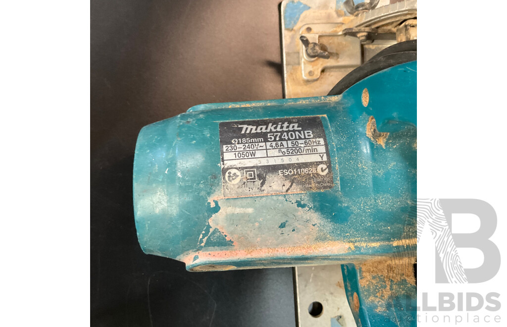 Makita Corded 5740NB Circular Saw & UC3520A 800W Electric Chainsaw & 9900B Belt Sander