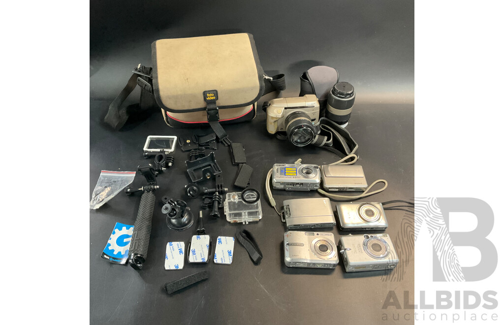 Spare or Repair - Assorted Camera with Bag and Accessories