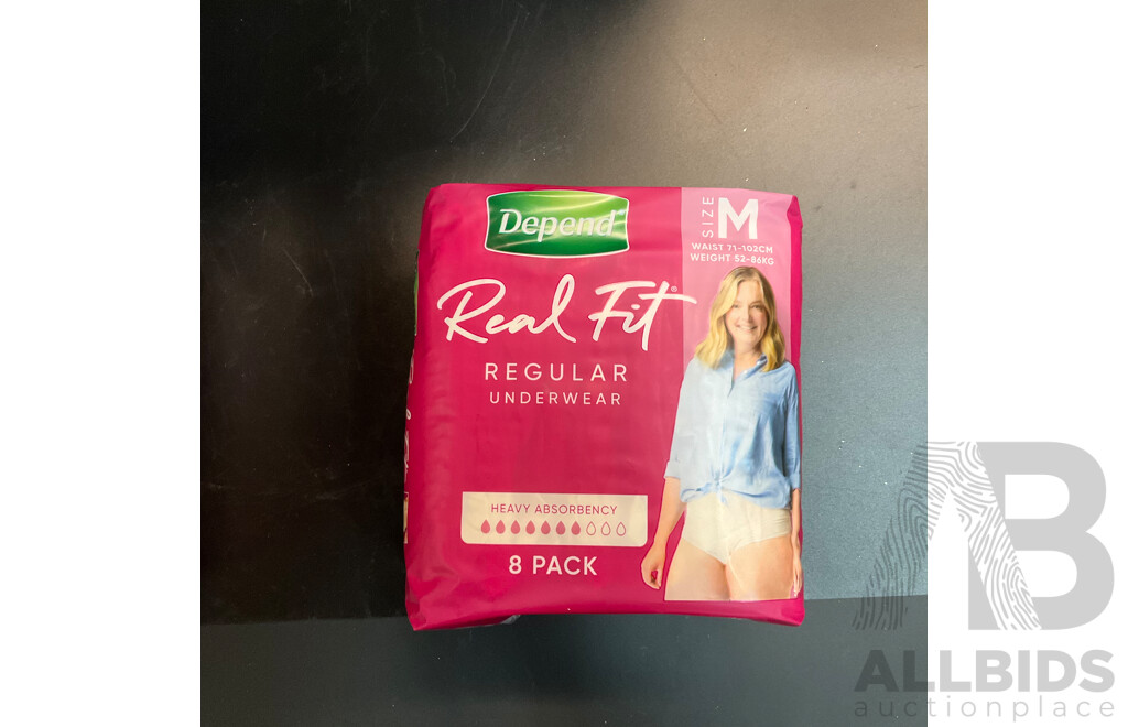 Depend Real Fit Regular Underwear for Women Medium 8 Packs - Total in 8