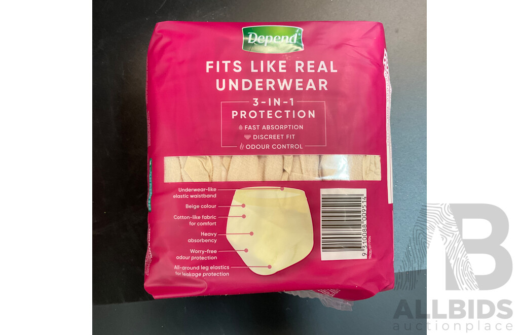 Depend Real Fit Regular Underwear for Women Medium 8 Packs - Total in 8