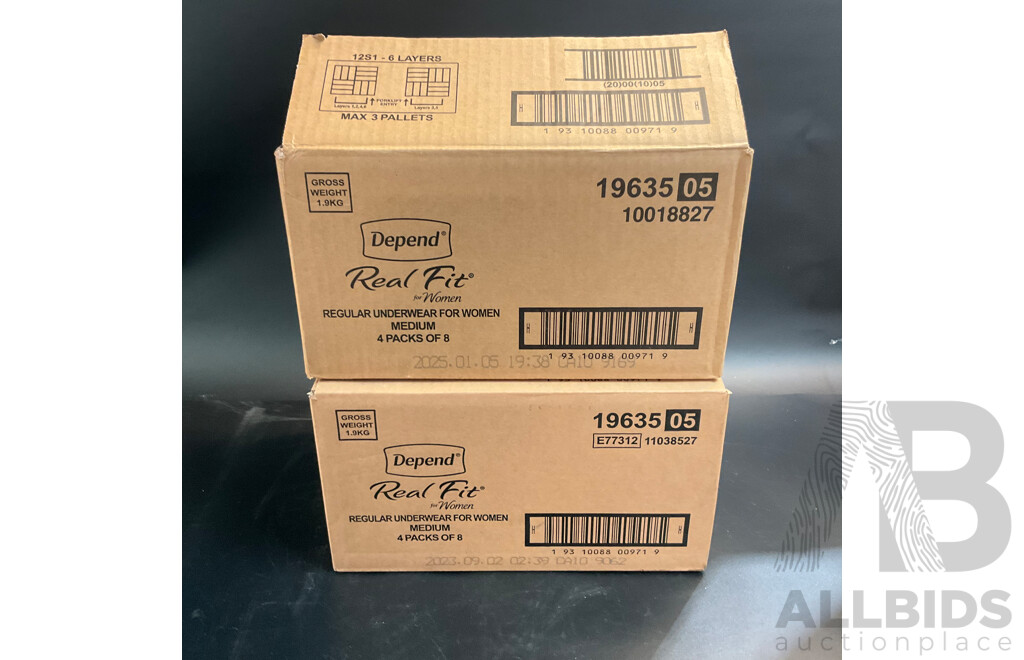 Depend Real Fit Regular Underwear for Women Medium 8 Packs - Total in 8