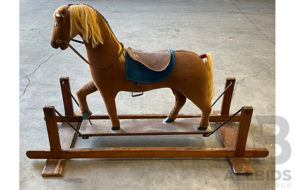 Vintage Large Wood Rocking Horse
