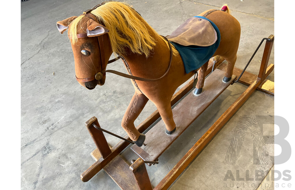 Vintage Large Wood Rocking Horse