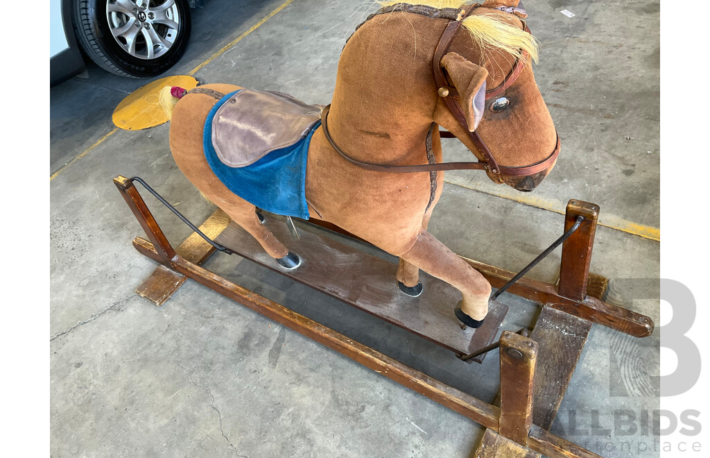 Vintage Large Wood Rocking Horse