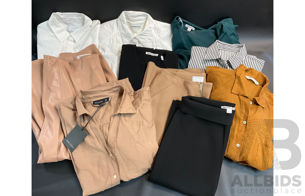 Assorted Women's Clothing, Including COUNTRY ROAD, WITHCHERY, ZARA and DECJUBA - Lot of 10
