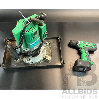 Hitachi  TR-12 Router  & DS 12DVC Driver Drill with 2 Batteies and Charger