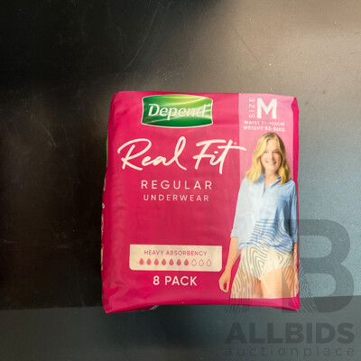 Depend Real Fit Regular Underwear for Women Medium 8 Packs - Total in 8