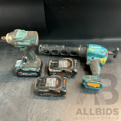 Makita DCG180 Caulking Gun & TW004G Impact Wrench with Battery & 2 AEG X 6.0Ah Force Batteries