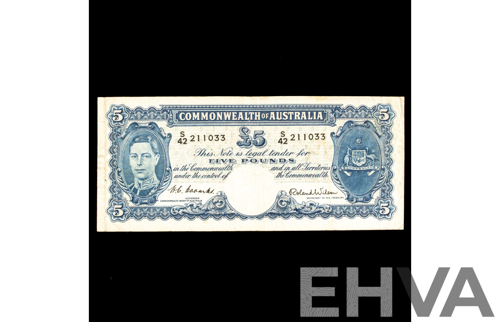 Australian 1952 Five Pound Note, Coombs/Wilson