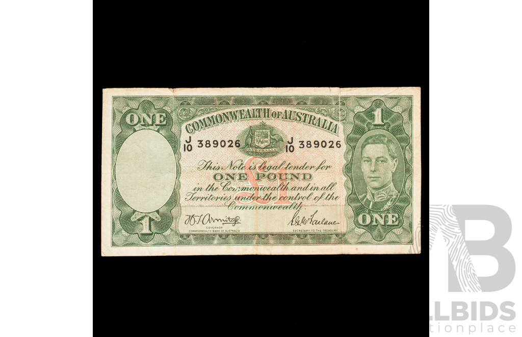 Australian 1942 One pound note Armitage/McFarlane