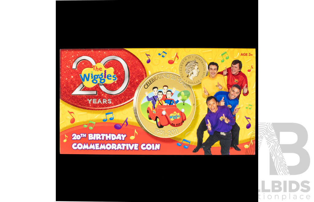 Australian Perth Mint 2011 Coloured $1 Coin. 20 Years Wiggles.