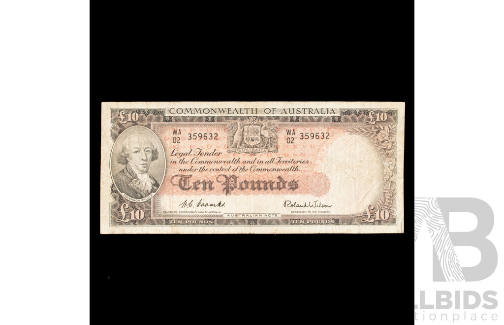 Australian 1954 Ten pound note, Coombs/Wilson