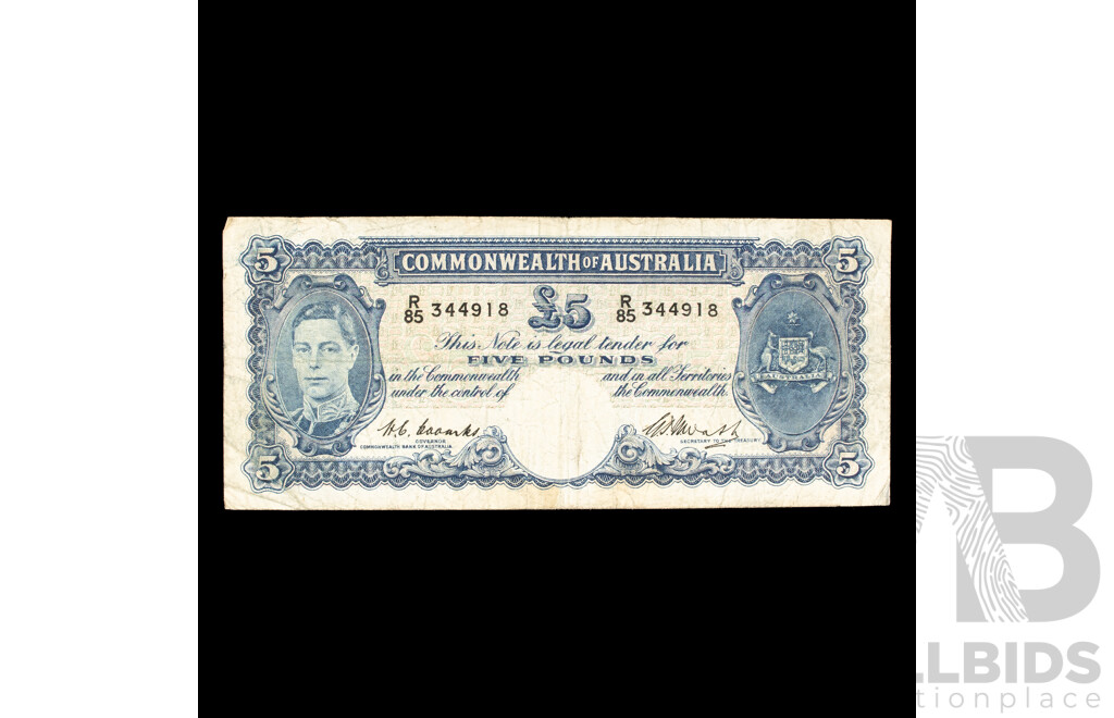Australian 1949 Five Pound note.