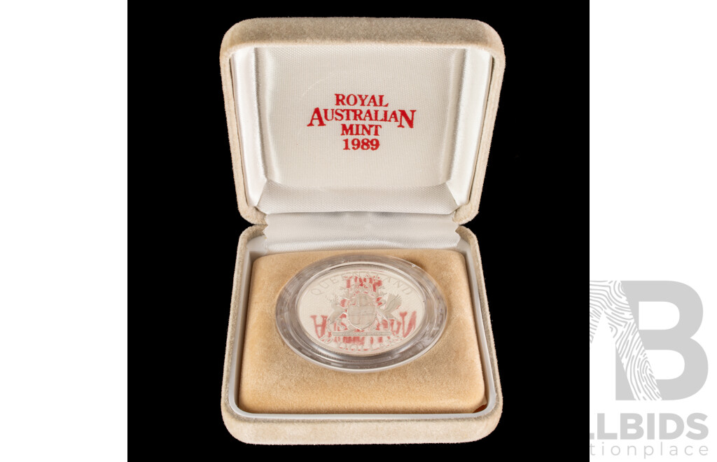 1989 PROOF 20 gram silver coin. Queensland.