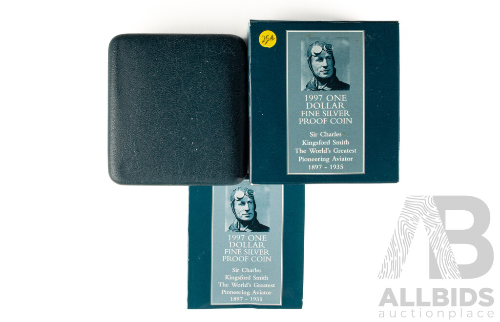 Australian 1997 $1 FINE silver PROOF coin. Charles Kingsford Smith.