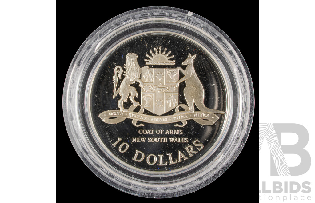 Australian 1987 Proof silver $10 coin. NSW.