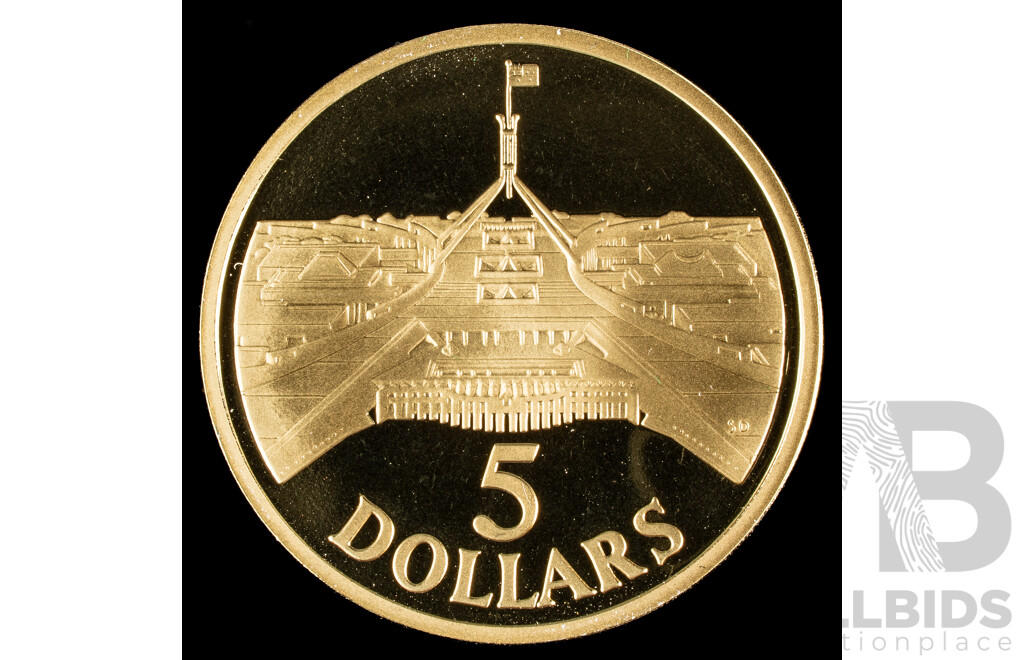 Australian 1988 $5 PROOF Coin. Opening New Parliament House.