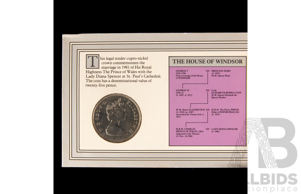 Australian Endangered Species 6 medallion set. 1981 Royal Wedding crown.