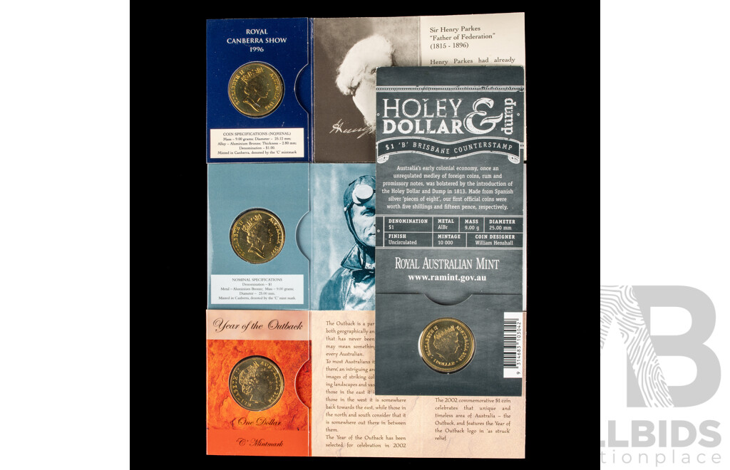Australian 1996 1997 2002 2013 Mint marked $1 coins.