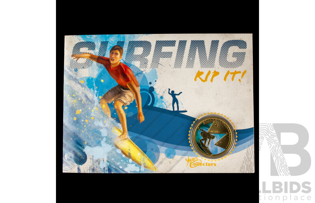 2013 Perth Mint coloured $1 coin. Surfing.