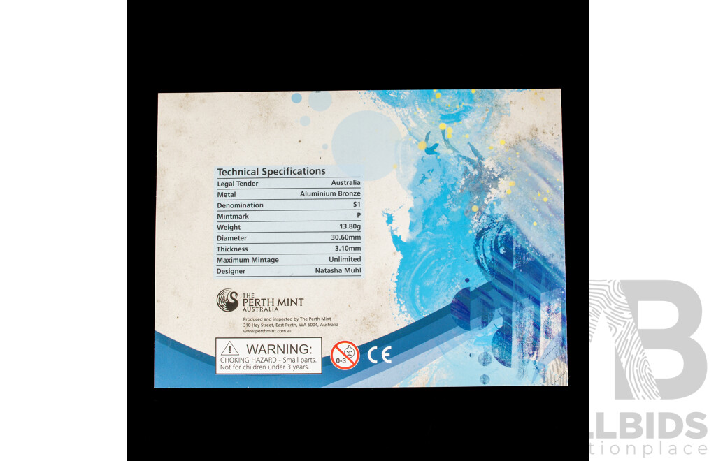 2013 Perth Mint coloured $1 coin. Surfing.