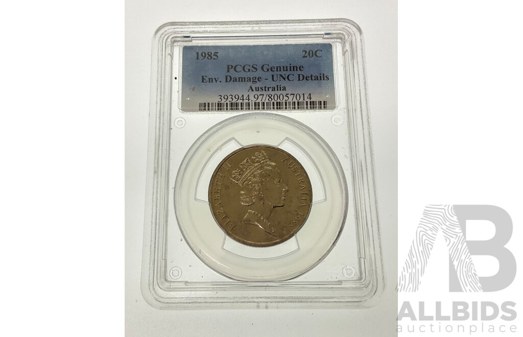 Australian 1985 UNC Twenty Cent Coin, PCGS