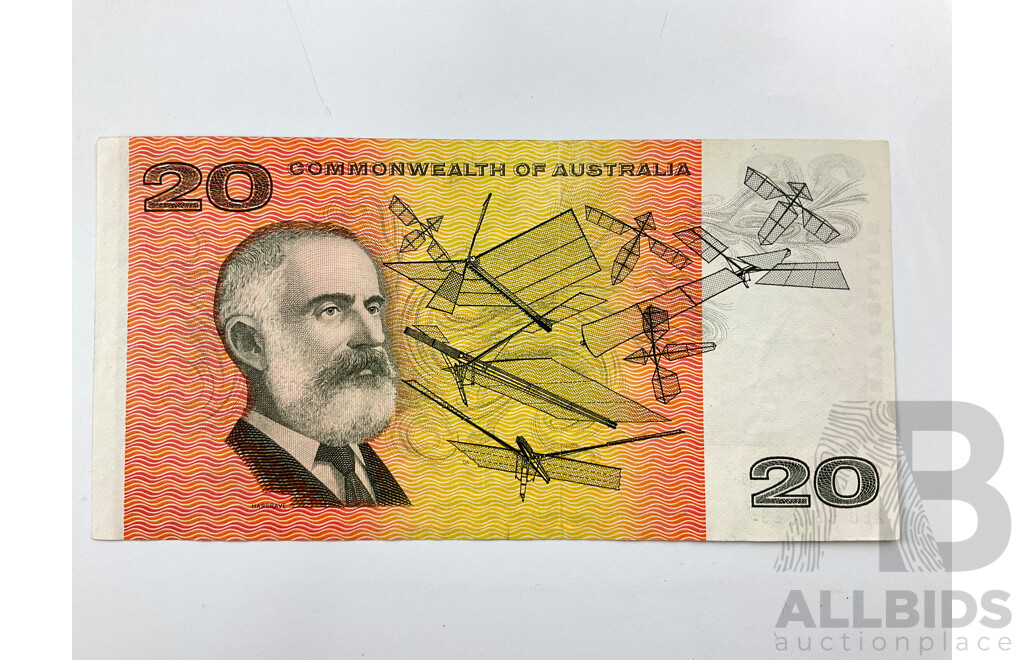 Australian 1968 Twenty Dollar Note R403L, Last Prefix XEU 361223