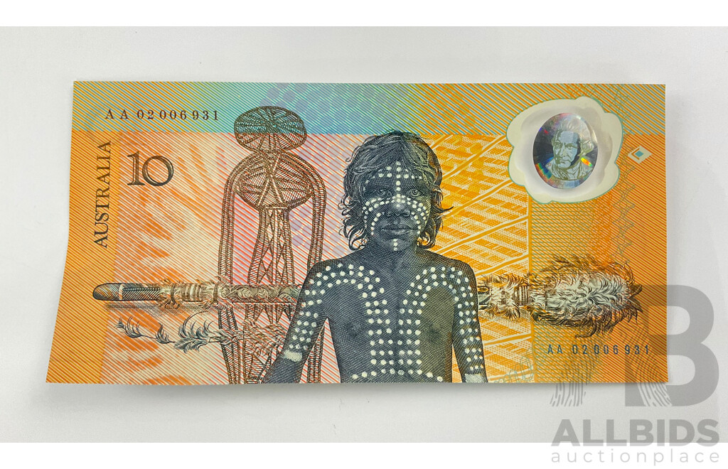 Australian 1988 Ten Dollar Note UNC Bicentennial AA 02006031