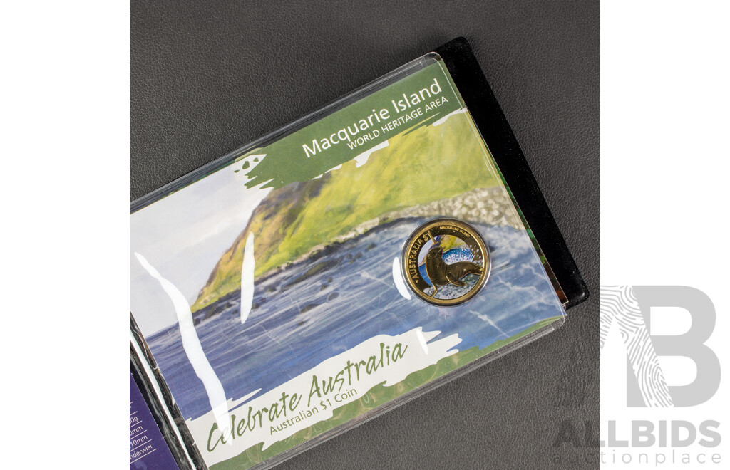Australian Perth Mint 2011 Australian Heritage Album. Five Coloured $1 Coins.