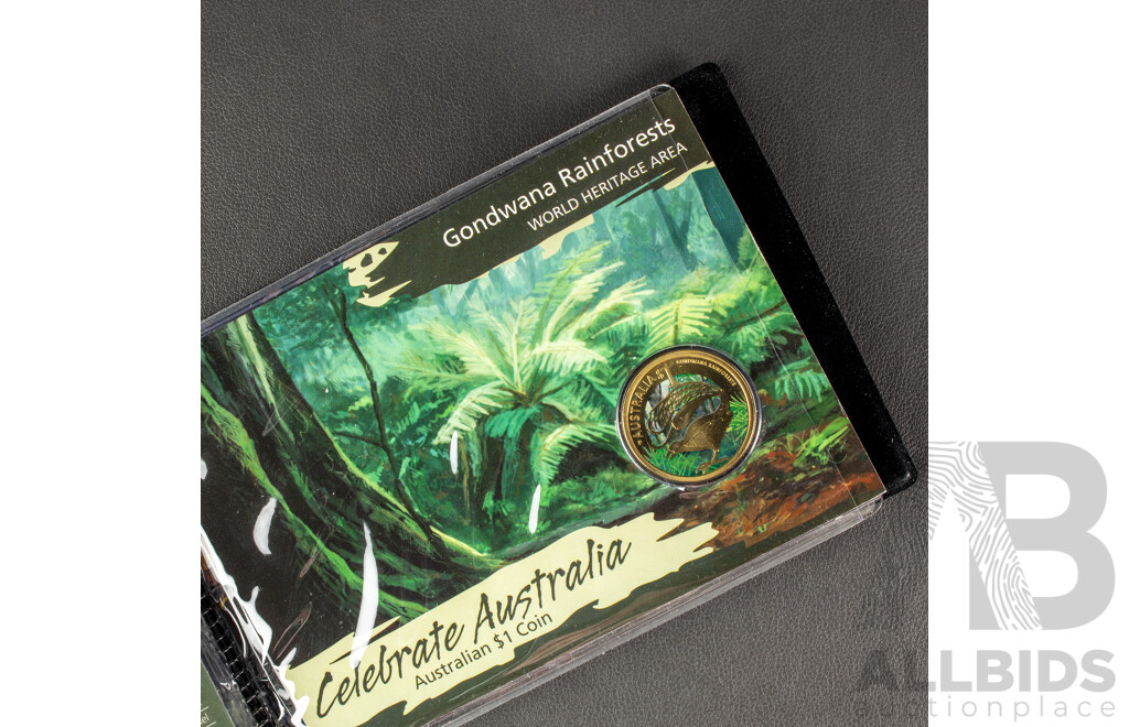 Australian Perth Mint 2011 Australian Heritage Album. Five Coloured $1 Coins.