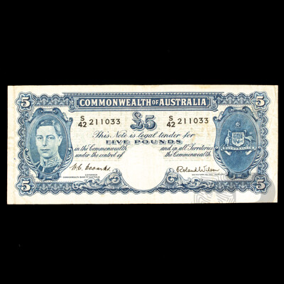 Australian 1952 Five Pound Note, Coombs/Wilson 