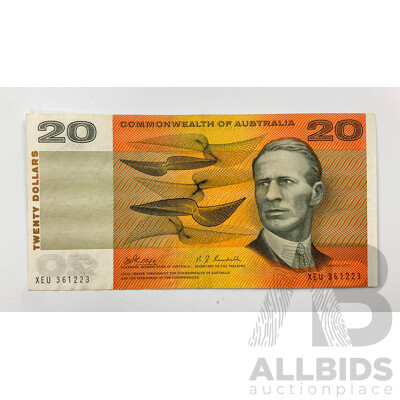 Australian 1968 Twenty Dollar Note R403L, Last Prefix XEU 361223