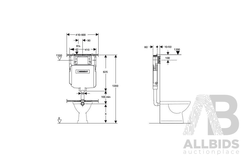 Geberit Sigma Concealed 8cm Cistern 4.5 / 3 Litres and Dual Flush Actuator Plate- Brand New - RRP $780.00