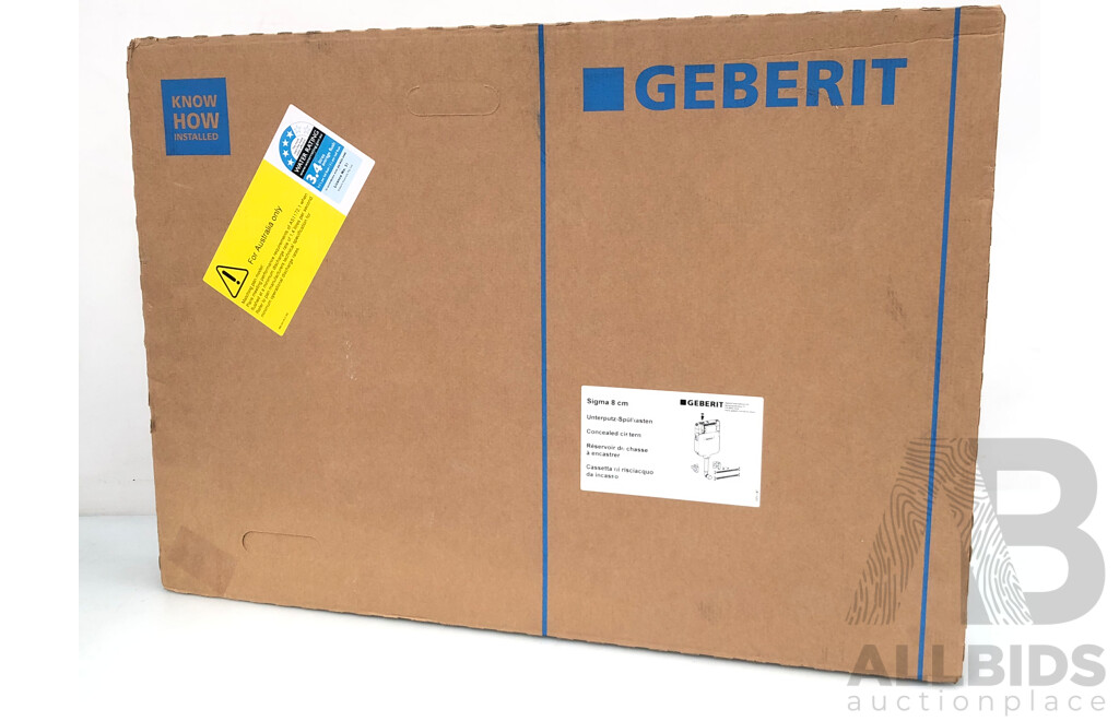 Geberit Sigma Concealed 8cm Cistern 4.5 / 3 Litres and Dual Flush Actuator Plate- Brand New - RRP $780.00