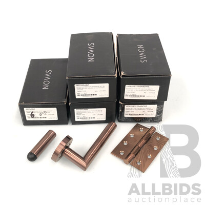 Novas Satin Bronze Door Handles, Door Hinges, and Door Stops - Brand New - RRP $400.00
