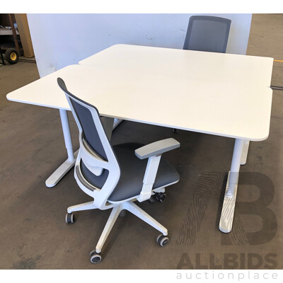 Ikea Bekant Height Adjustable 1600mm Desk and Gaslift Chair - Set of Two