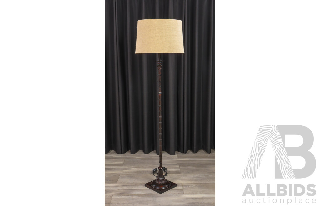 Simulated Bamboo Floor Lamp with Fabric Shade
