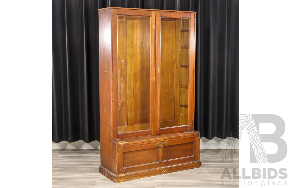 Edwardian Two Door Bookcase with Drop Front Base