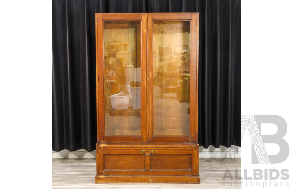 Edwardian Two Door Bookcase with Drop Front Base