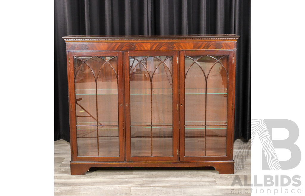 Victorian Flame Mahogany Dwarf Bookcase with Three Astrigal Doors