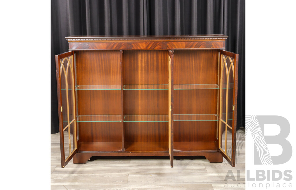 Victorian Flame Mahogany Dwarf Bookcase with Three Astrigal Doors