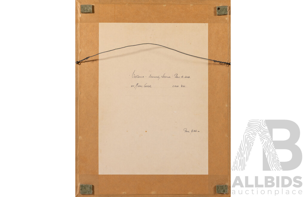 The Mandolina Valse, Verona Evening Scene on Music Cover, Printed in Oil Colours by Baxter Patentee, Print 328, Circa 1852, 43 x 33 cm (frame)